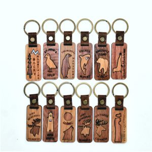 wood leather keyrings