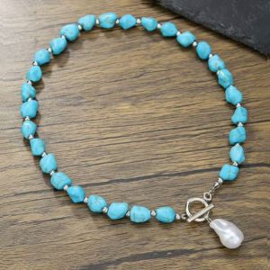 biwa pearl turquoise necklace